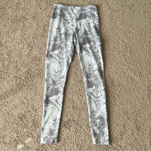 Zella Small High Waisted White Gray Marble Live In Activewear Leggings